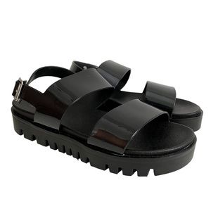 ASOS Chunky Lug Sole Platform Strappy Sandals Black size 8